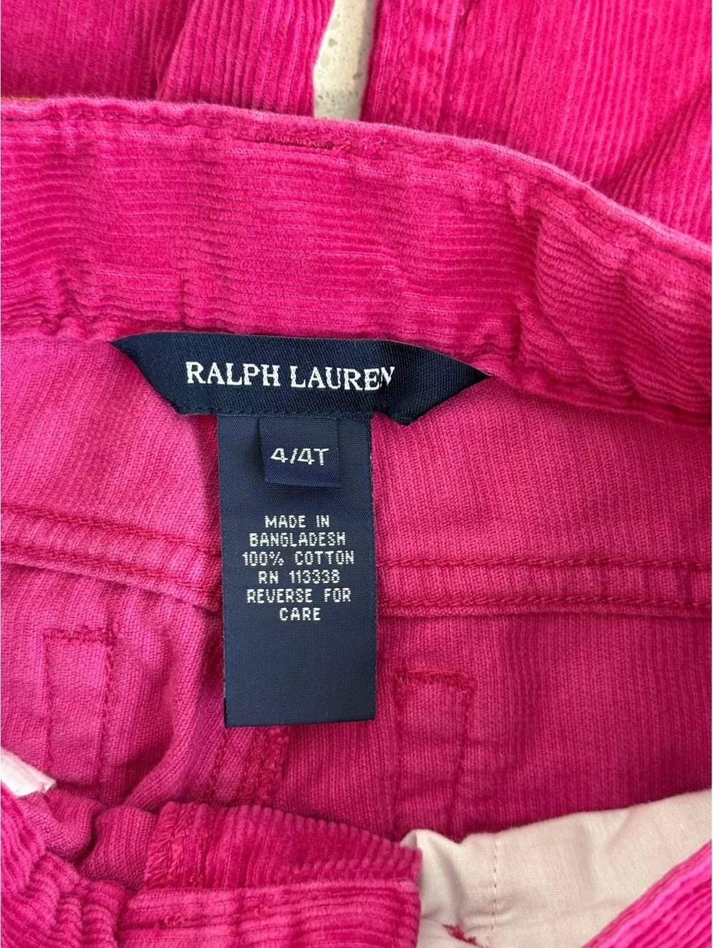 Ralph Lauren Girls' Pink Corduroy Pants Size 4T